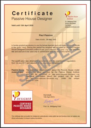 Certified Passive House Designer certificate